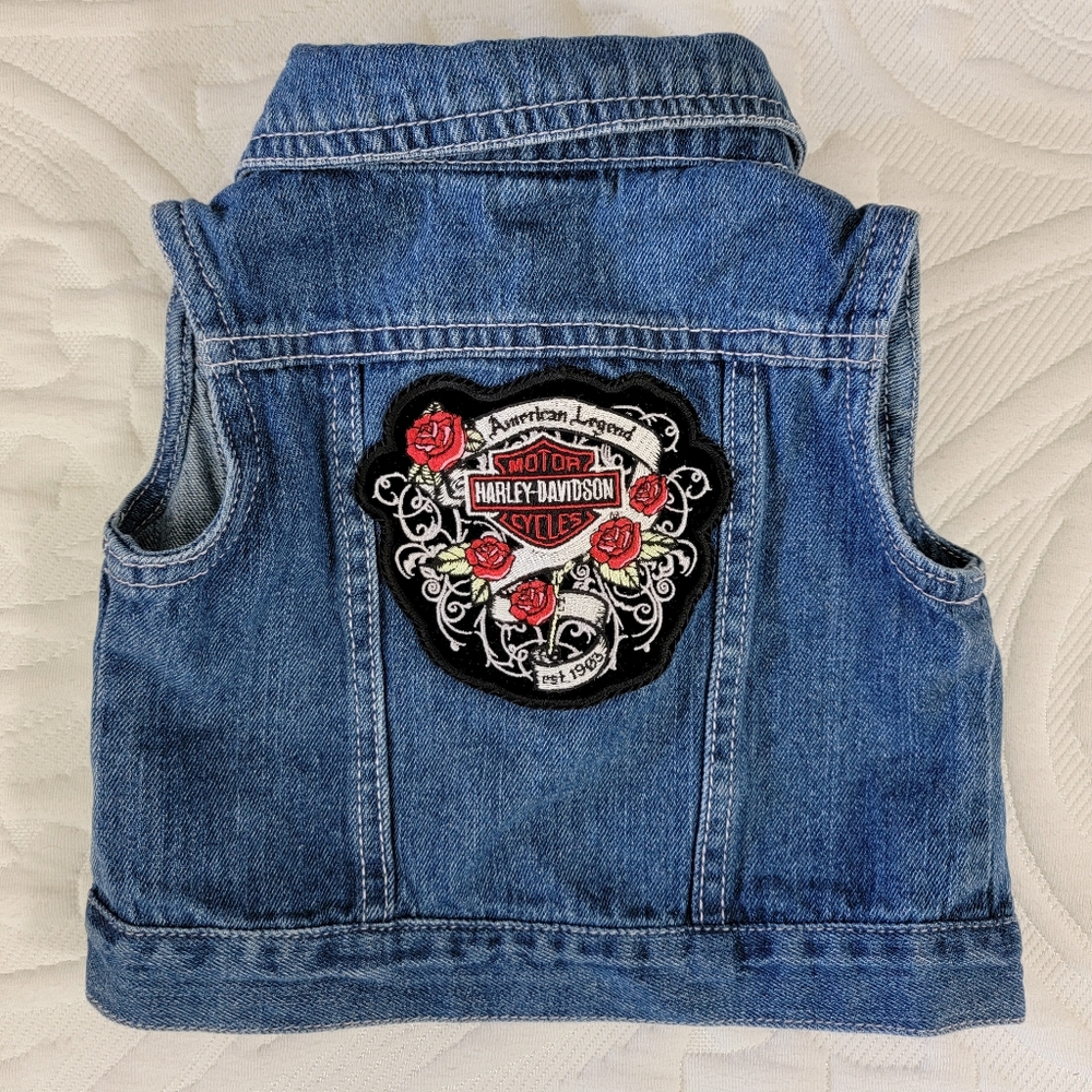 Levis Levi's Harley Davidson Roses Baby Denim Vest Girls 12 Month